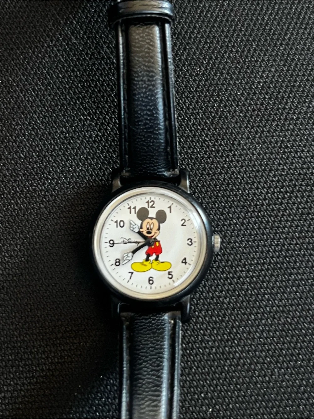 Disney Black & Tan Strap Wristwatch with Logo Back